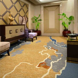 Sandy Beige Flowing Patterned Carpets for Upscale Waiting Areas