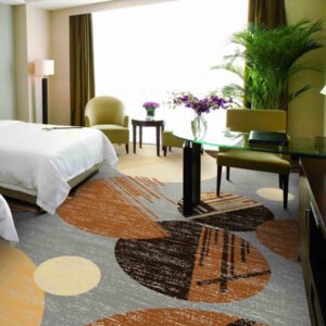 Gray Wool Carpet with Circle Design for Hotel Room