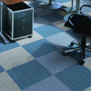 Commercial Carpet Tiles in Blue and Gray