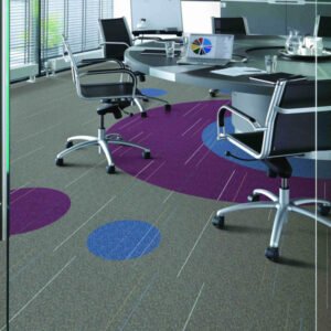 Gray Office Carpet with Purple and Blue Circles