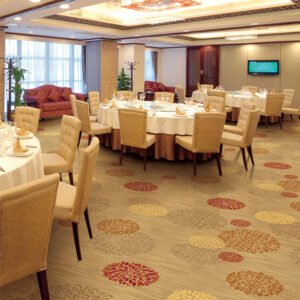 Beige Blossom Wall to Wall Carpet for Banquet Hall or Restautant