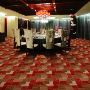 Modern Red Geometry Banquet Carpet