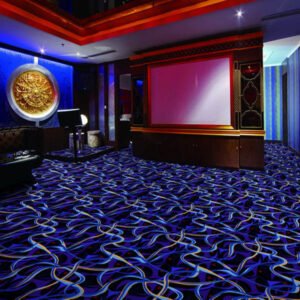 Deep Blue Flowing-Line Carpets for Entertainment Areas