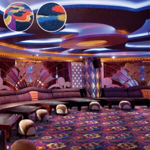 Commercial-Grade Decorative Carpet with Dynamic Color Palette for Entertainment Lounges