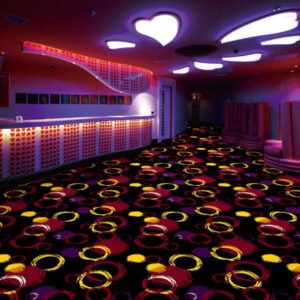 Black Carpet with Colorful Circles Suitable for Entertainment Places