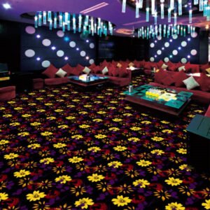 Lively Floral Patterned Carpet in Vivid Hues for Entertainment Spaces