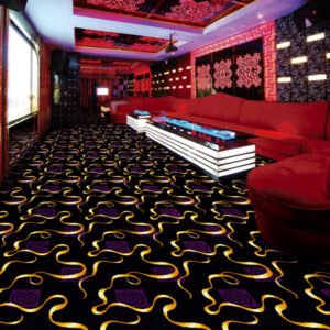 Black Carpet with Gold Lines Made of Polypropylene- Ideal for Public Space