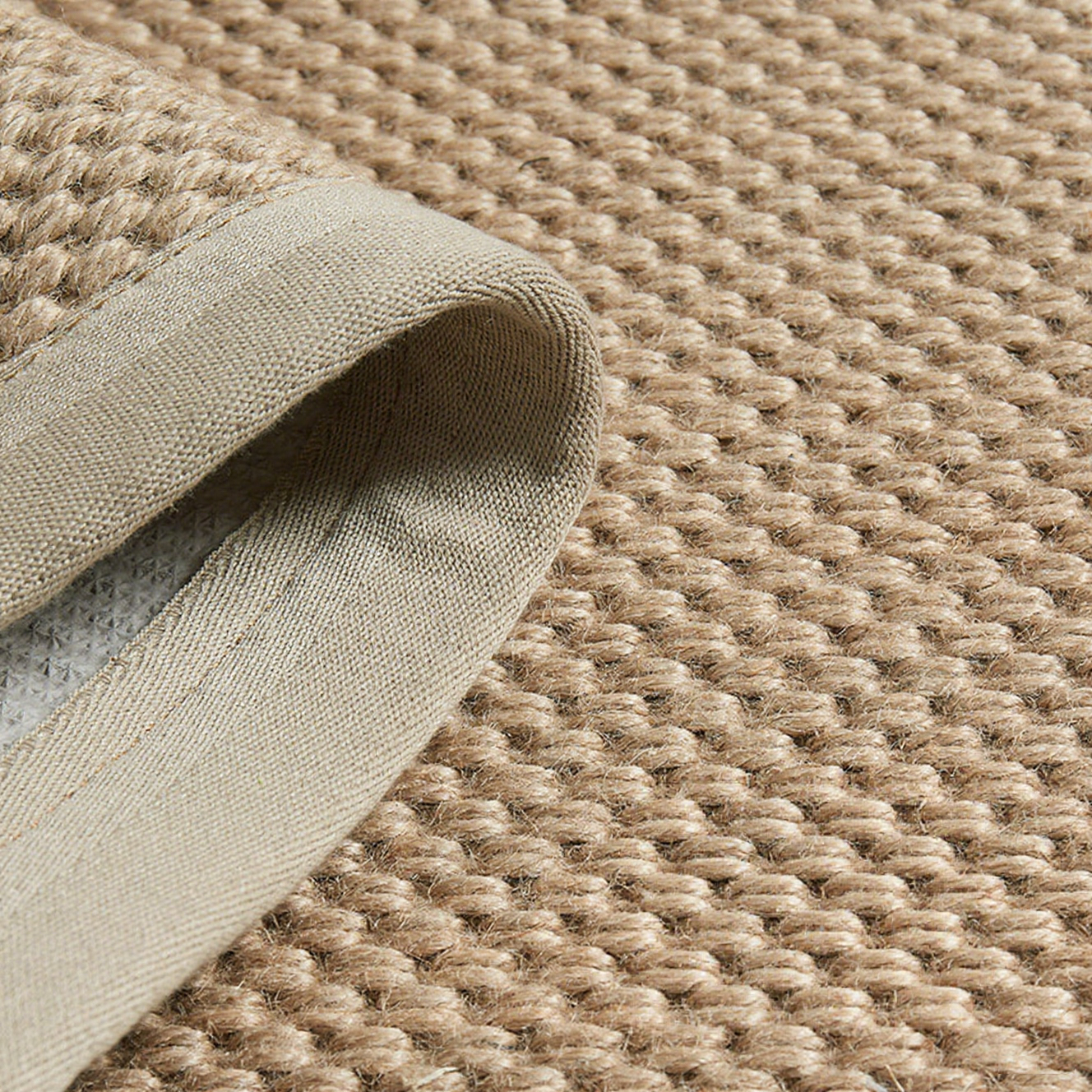 100% Natural Jute Rug – Wide Fabric Edge (G001)