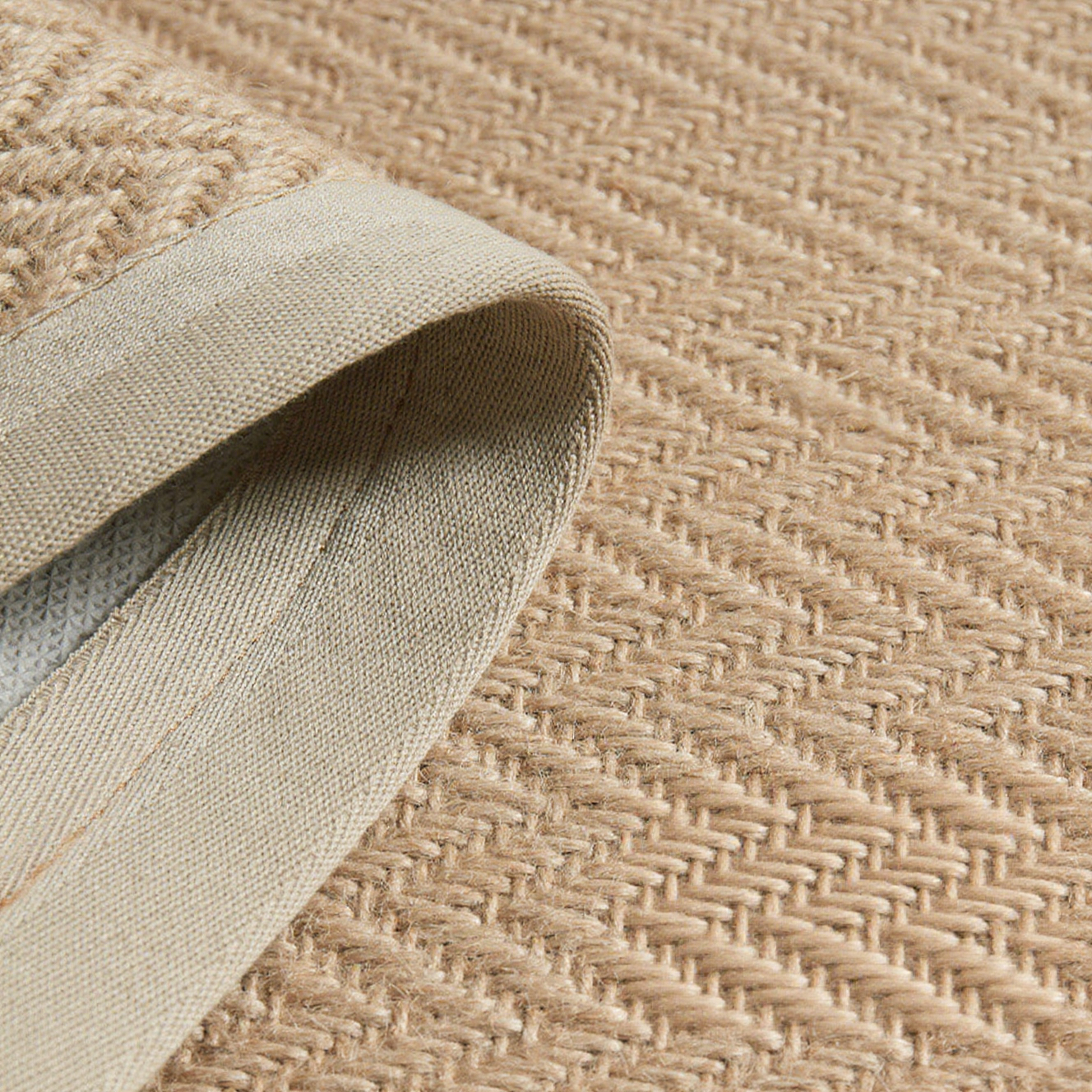 100% Natural Jute Rug – Wide Fabric Edge (H001)